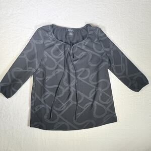Vtg New York & Co Womens Blouse 3/4 Sleeves Black Y2k Corporate Grunge Size M